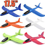 BooTaa 6 Pack Airplane Toys, 17.5" Large Throwing Foam Plane, 2 Flight Mode Foam Gliders, Birthday Gifts for Kids 3 4 5 6 7 8 9 10 11 12 Year Old Boys Kids Girls, Outdoor Yard Family Game Toys