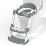 COOSEYA Potty Training Toilet with Step Stool Ladder, Toddler Kids Potty Training Seat for Boys Girls, Foldable Anti-Slip Toilet Toddler Seat Splash Guard Soft Cushion Safety Handles (Grey)