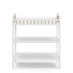 Storkcraft Pasadena Changing Table with Water-Resistant Changing Pad (White with Driftwood) - GREENGUARD Gold Certified, Includes Bonus Water-Resistant Changing Pad with Safety Strap, 2 Open Shelves