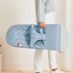 BabyBjörn Bouncer Bliss, Blue, Woven, Petal Quilt | 2-in-1 Adjustable Baby Bouncer Seat and Toddler Chair, Newborn to Toddler (8-29 lbs), 4 Positions, Lightweight & Portable