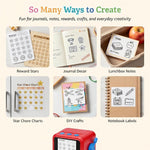 NeuroBuddie AI Sticker Box Printer for Kids, Voice-to-Sticker, Magic Thermal Sticker Maker with Display, Inkless Portable Mini Printer for Coloring Creative DIY Fun, 6 Rolls Paper Included