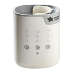 White and gray electronic device with buttons and a brand logo on a white background