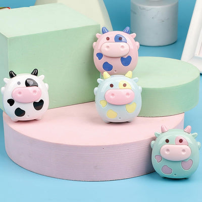 4 Pcs Cute Pencil Sharpener Cartoon Cow Pencil Sharpener Small Manual Pencil Sharpeners Kawaii PVC Sharpenesrs Stationery School Office Supplies (4Pcs Cow)