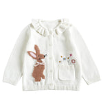 Toddler Baby Girl Cardigan Knit Sweater Long Sleeve Open Front Button Down Cardigan Coat for Fall Winter B-White