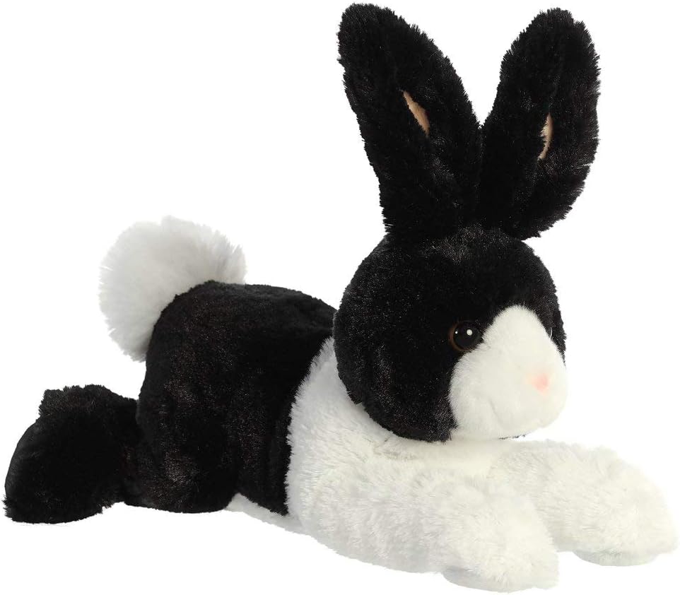 Aurora® Adorable Flopsie™ Dutch Rabbit Stuffed Animal - Playful Ease - Timeless Companions - Black 12 Inches