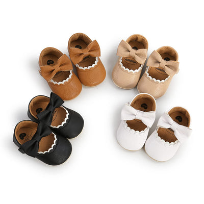 LAFEGEN Baby Girls Mary Jane Flats with Bownot Non Slip Soft Sole PU Leather Newborn Infant Toddler First Walker Cirb Dress Shoes, 0-6 Months Infant, 12 Black