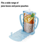 PandaEar 2 Pack Squeeze Proof Food Pouch Holder for Todddlers, Baby Pouch Holder with Handle for Food Pouches and Drink Juice Boxes, Blue/Purple