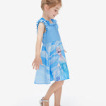 Disney Frozen Toddler Girl Dress Elsa Ruffle Sleeve Crinkled Casual Sundress Sleeveless Summer Outfit School Holiday Clothes Blue 2T