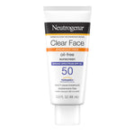 Neutrogena Clear Face Sunscreen Lotion for Acne-Prone Skin, Broad Spectrum SPF 50, Sunscreen for Face & Oily Skin, Oil-,Fragrance- & Oxybenzone-Free, Water Resistant, Matte, Unscented, 3 Fl Oz