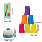 BkjHg Quick Cups Speed Stacking Game for Kids & Family, 12 Cups 24 Cards STEM Educational Toy for Hand-Eye Coordination, Fast-Paced Reaction Training Party Game, New Upgrade with Bell, Ages 3-12