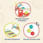 B. toys- Xylo-Pound Whale- Musical Instrument – Wooden Hammer & Balls – Developmental Toy for Toddlers – 1 Year +