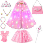 Meland Princess Dress up Clothes for Little Girl, 11Pcs Princess Cape with Crown, Princess Dresses for Girl 3-8 Birthday Gift