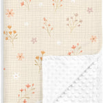Bow Baby Blankets for Girls, Soft Nursery Minky Blankets with Muslin and Dotted Fleece Back 30x40 inches, Receiving Bed Quilt for Newborn, Infants, Toddlers