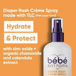 Bébé Bottoms Baby Diaper Rash Cream Spray, No-Rub Touch Free Application for Sensitive Skin (100 ml)