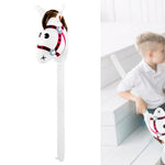 pistro Hobby Horse Stick Toy for Horse Themed Party - Portable Creative Wooden Stick Horse for Kids Pretend Play- White Red Head
