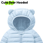 JiAmy 2-3Y Baby Boys Girls Coats Toddler Puffer Jacket Bear Hooded Winter Clothes Outwear Light Blue