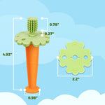 Papablic Baby Toothbrush Teether, 360° Carrot Toothbrush Teething Toy with Suction Base, Easter Gift Travel Essentials for Toddler Infants 6-12 Months