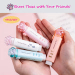 4 Pcs Cute Retractable Kawaii Cat Paw Eraser for Kids, Rubber Push-Pull for Students Writing, Drawing Aesthetic School/Office Supplies (Pink/Blue/White/Orange)