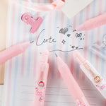 Anxiaoxuan Cute Pink Bunny Mini Gel Pens, Kawaii Rabbit Short Small Pocket Pens, Retractable Click Changeable Images, Tiny Pens Black Ink for Girls, Women, Wallet, Notebook, Set of 8PCS, Bunny