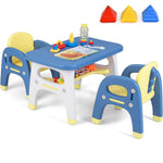 Costzon Kids Table and Chairs, Montessori Play Toddler Activity Table Set w/Storage Shelf and Building Blocks for Preschool & Kindergarten, Cute Dinosau Shape Toddler Desk Set (Easy to Clean)