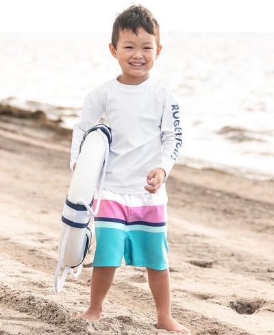 RUGGEDBUTTS® Baby/Toddler Boys White Long Sleeve Rash Guard - 18-24m