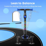TONBUX Kids Scooter for Age 3-12, Toddler Scooters with 4 Adjustable Heights, Light Up 3-Wheels Scooters, Shock Absorption Design, Lean to Steer, Balance Training Scooter for Kids - Blue