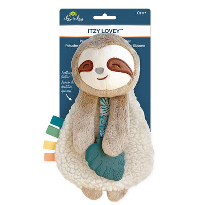 Itzy Ritzy - Itzy Lovey Including Teether - Baby Lovey with Teether, Textured Ribbons & Dangle Arms - Features Crinkle Sound, Sherpa Fabric and Minky Plush (Sloth)