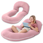 INSEN Pregnancy Pillows, Multi-use Maternity Pillows for Sleeping and Nursing, U Shaped Pillow for Adults (Cooling Tencel-Pink)