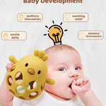 ChooKaChoo 2-in-1 Baby Teething Rattle Toy, Sensory Grasping Teether for Infants 3-12 Months, 100% Food-Grade Silicone, Easy to Hold, Soothing & Developmental, BPA Free