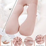 Meiz Cooling Pregnancy Pillows for Sleeping, Maternity Body Pillow for Pregnant Woman, U Shaped, with Cooling Jersey Cover