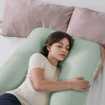 QUEEN ROSE Pregnancy Pillow, U Shaped Full Body Pillows for Sleeping Support, 55 Inch Maternity Pillow for Pregnant Women, Green