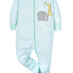 Gerber Unisex Baby 4 Pack Sleep 'N Play Footie Animals Green Preemie