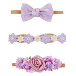 cherrboll Baby Girl Nylon Headbands, 3Pcs Handmade Floral Hair Bows, Stretchy Flower Hairbands for Newborns Infants Toddlers Christmas