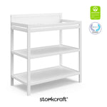 Storkcraft Alpine Changing Table (White) – GREENGUARD Gold Certified Nursery Changing Table, Includes Water-Resistant Changing Pad, 2 Shelves for Nursery Storage and Organizing