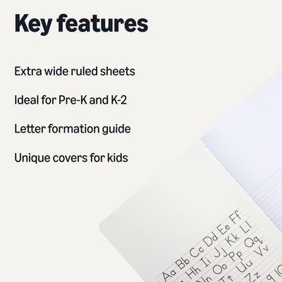 Amazon Basics Primary Composition Notebook, 9.75" x 7.5", 100 Sheets, Multiple Colors, 3-Pack