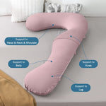 INSEN Pregnancy Pillow for Sleeping,Maternity Body Pillow for Pregnancy Women,Pregnancy Support Pillow for Back, Hip Pain, Pink