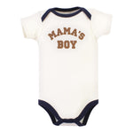 Hudson Baby Unisex Baby Cotton Bodysuits, Brown Navy Mamas Boy 5-Pack, 12-18 Months