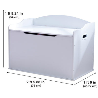 KidKraft Austin Wooden Toy Box/Bench with Safety Hinged Lid, White, Gift for Ages 3+, Amazon Exclusive