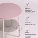VASAGLE LILEA Collection - Small Round Side End Table, Modern Nightstand with Fabric Basket, Jelly Pink and Cream White ULET223R61