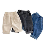 HUYISQ Toddler Baby Boys Girls Soft Jeans Pants Little Kids Casual Denim Pants Elastic Waist Long Trousers Black 6-9 Months