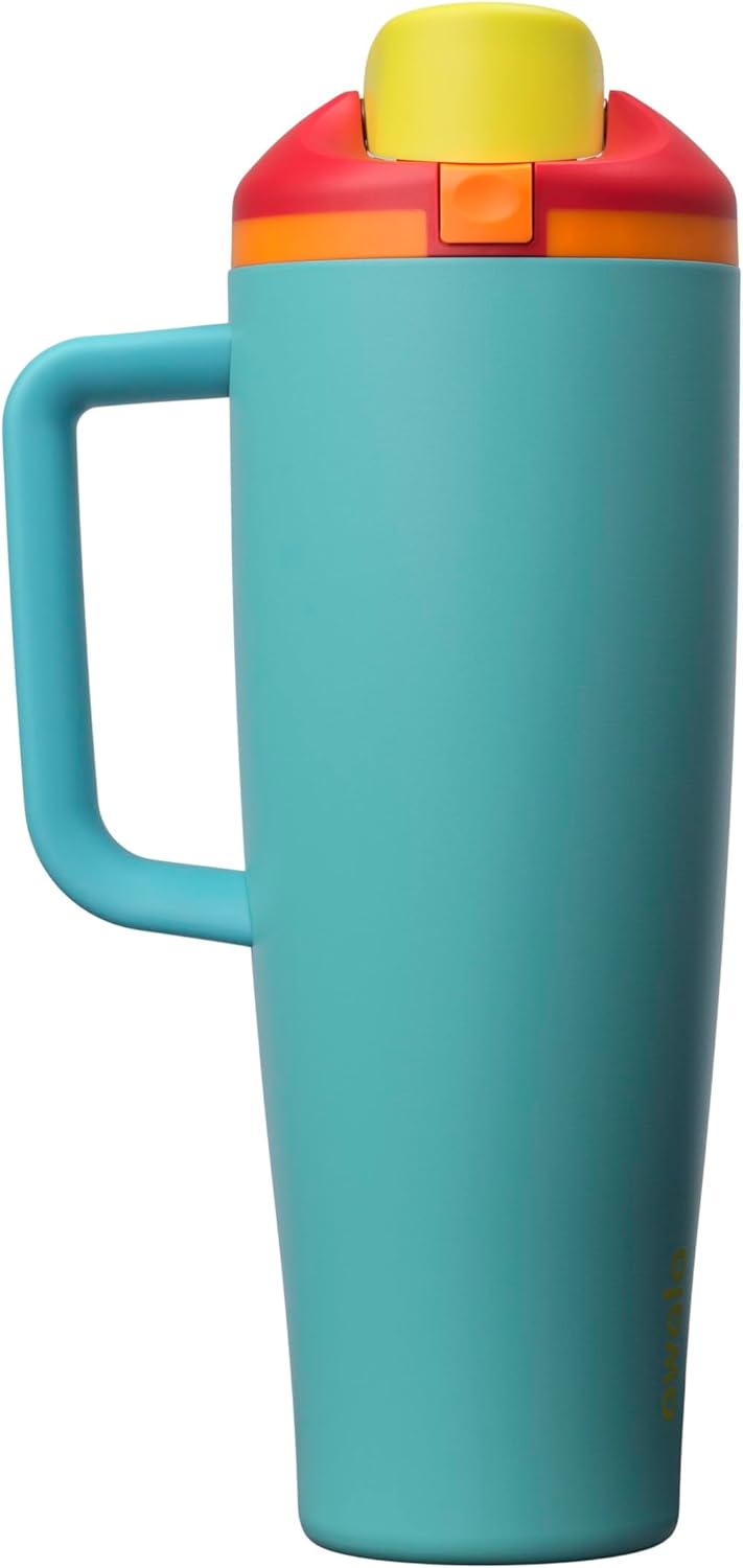 Owala FreeSip Tumbler Insulated Stainless Steel Water Bottle with Built-in Straw and Side Handle, For Travel, Work, School, and Sports, 40oz, BPA Free, Leak Proof, Black Cherry