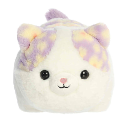 Aurora® Adorable Spudsters™ Cassie Daisy Cat™ Stuffed Animal - Round Shape Makes for Comforting Cuddles - Perfect for Kids All Ages and Animal Loving Adults - Purple 10.5 Inches