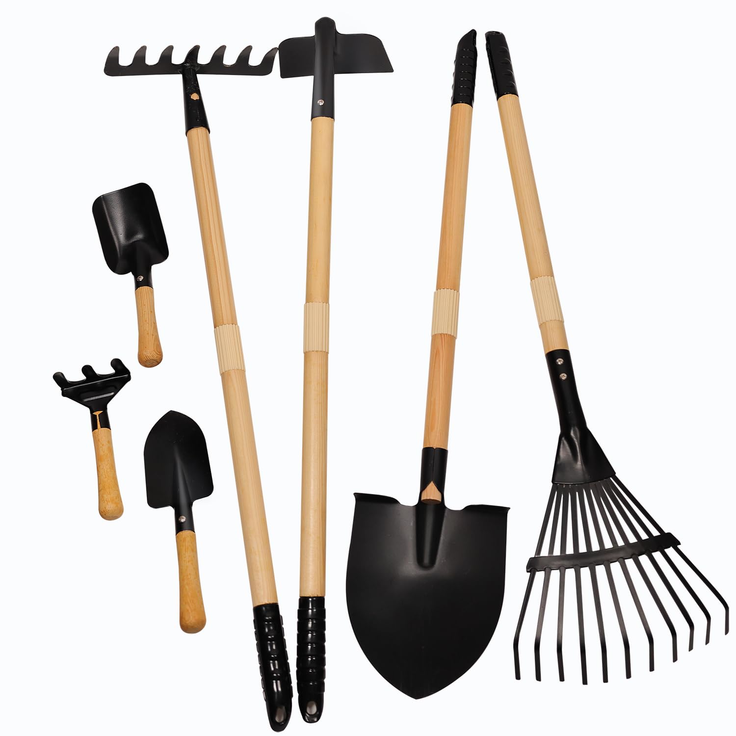 POMIKU Kids Rake and Shovel Sets, 7PCS Child - Pretend Lawn & Garden ...