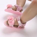 Baby Flower Sandals Girls PU Leather Summer Shoes First Walking Shoes Breathable Beach Sandals Soft Soles Non-Slip Shoes Prewalkers