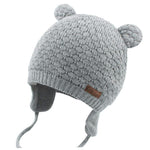 Duoyeree Baby Winter Hat Earflap Cotton Lining Knit Beanie Cap for Toddler Girl Boy (0-6 month, Grey)