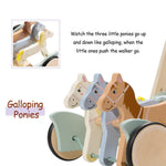 Giant bean Wooden Baby Push Walker for Boys Girls Ages 1-3, Galloping Ponies Push and Pull Activity Walker Adjustable Speed, Baby Push Walker Christmas Gift for Toddler Kids Motor Skills & Creativity