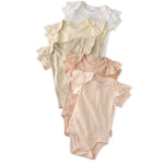 Butterblu Rory 5-Pack Short Sleeve Ruffle Shoulder Bodysuits 100% Organic Cotton for Baby Girls, Pink Sunrise, 0-3 Months