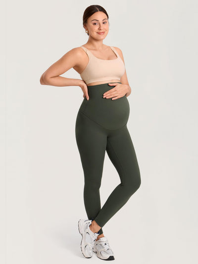 MOMANDA Hands Free Pumping Bra for Breastfeeding Wireless Sports Pumping and Nursing Bra in One with Wide Velcro Straps Beige Large