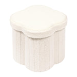 B FSOBEIIALEO Storage Ottoman Cube, Flowers Shaped Ottomans with Storage Foot Stool Footrest for Lving Room, Boucle Ottoman Seat for Dorm Room,Faux Teddy Fur,White 12.6"x12.6"x12.6"