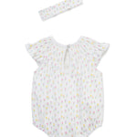 Little Me Clothes for Baby Girls' Tulip Bubble with Headband, White/Pink, 6 Monthss